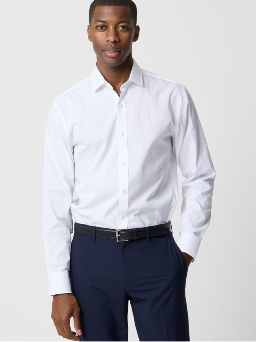 J. Crew Factory Men's Slim Performance Dress Shirt White Breathable Size Large